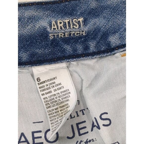 American Eagle Capri Jeans Womens 6 Short Distressed Artist Stretch Blue - Picture 7 of 11